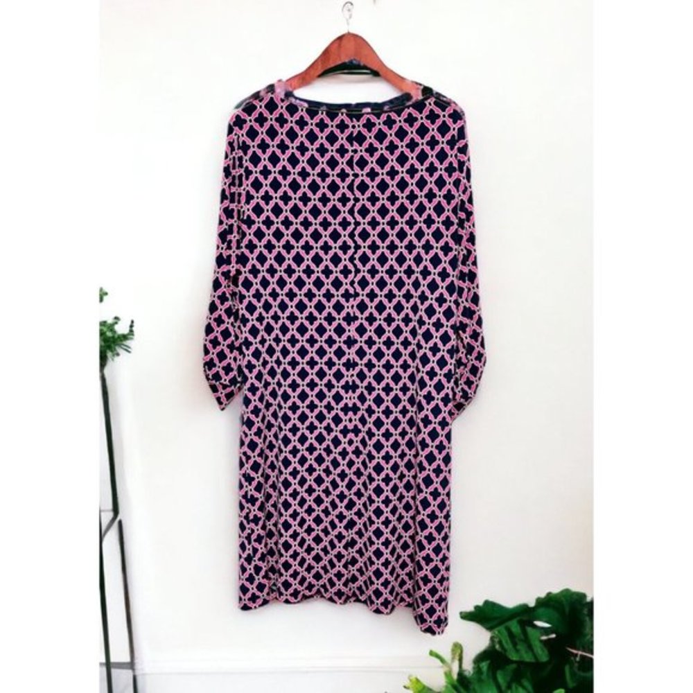Laundry By Shelli Segal Womens Pink And Navy Dress Sz Medium - Picture 2 of 5